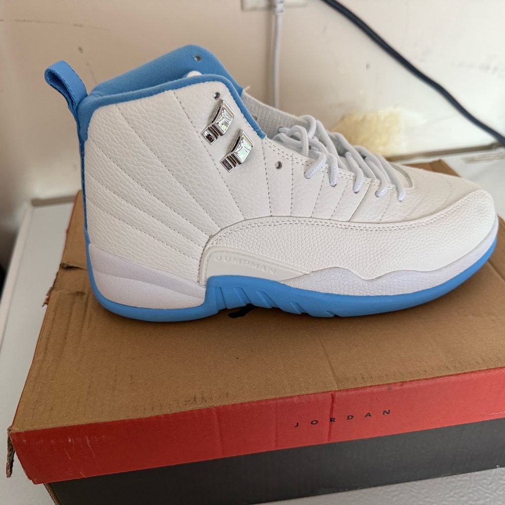Jordan High-Top Sneakers in White and Light Blue